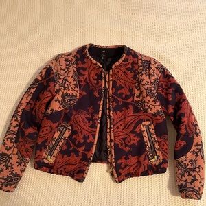 H&M mixed print quilted bomber jacket